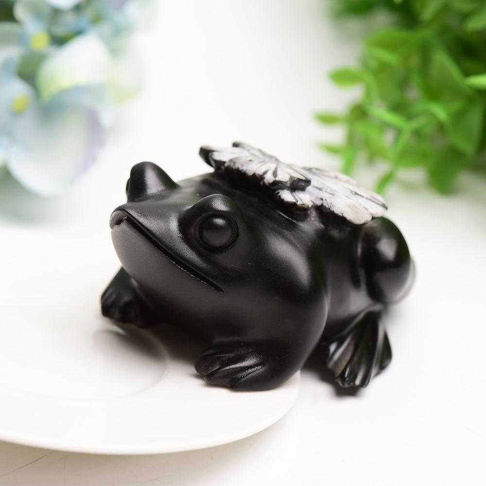 4-inch Ammonite Frog Crystal Carving for Healing