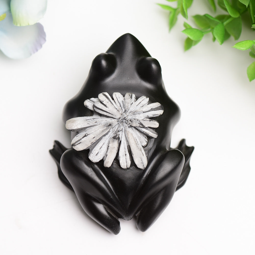 4-inch Ammonite Frog Crystal Carving for Healing