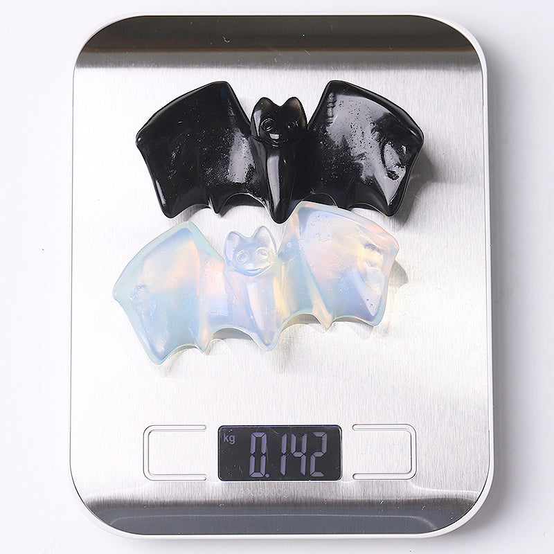 4 Inch Black Obsidian Crystal Bat Carving