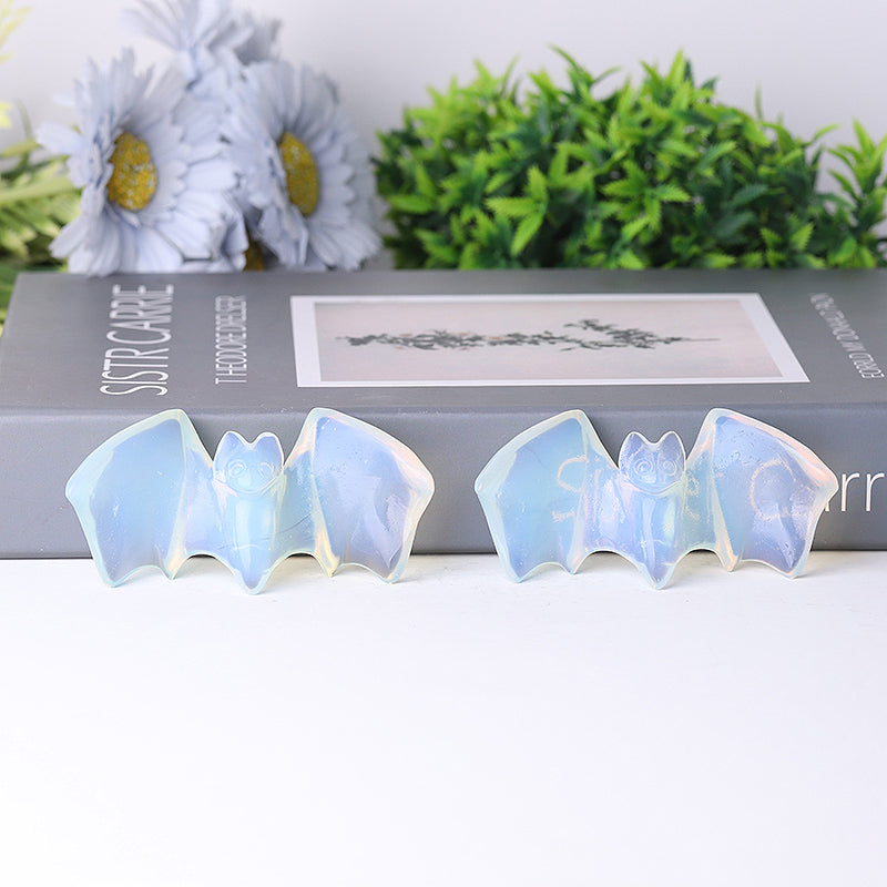 4 Inch Black Obsidian Crystal Bat Carving