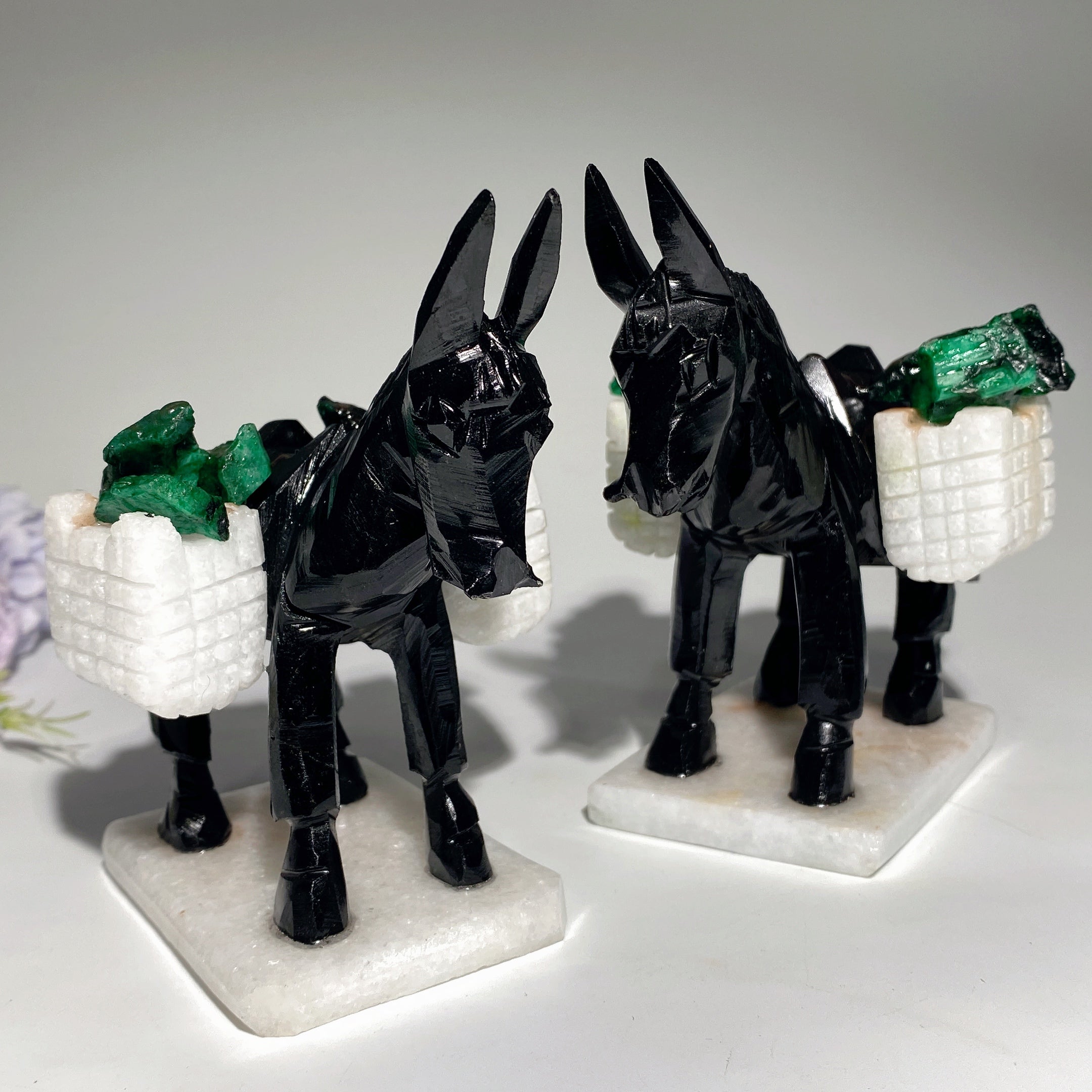4 Inch Black Obsidian Donkey Crystal Animal Figurine