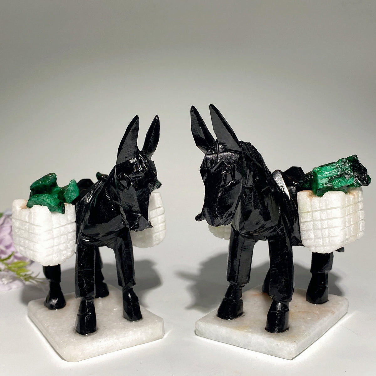4 Inch Black Obsidian Donkey Crystal Animal Figurine