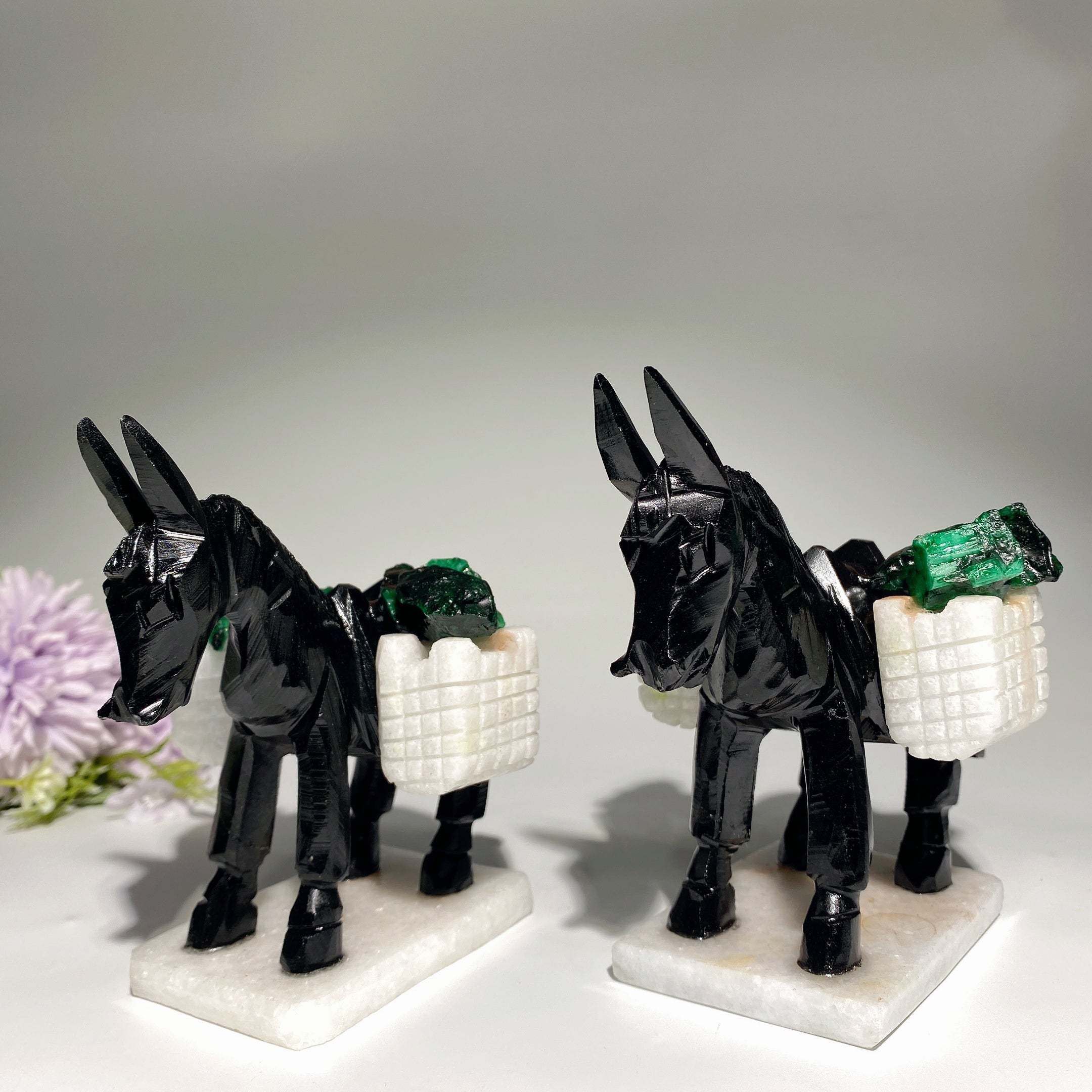 4 Inch Black Obsidian Donkey Crystal Animal Figurine