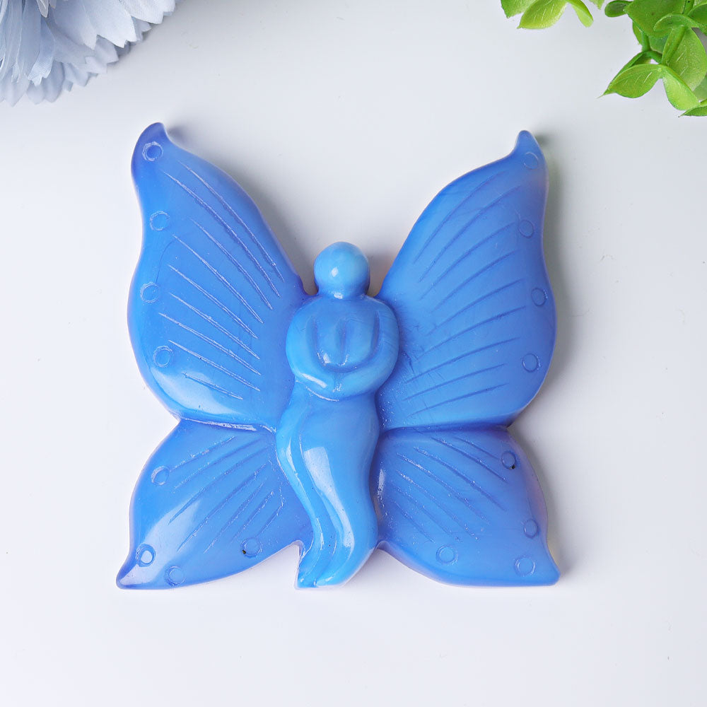 4-Inch Blue Opalite Fairy Crystal Figurine Carving
