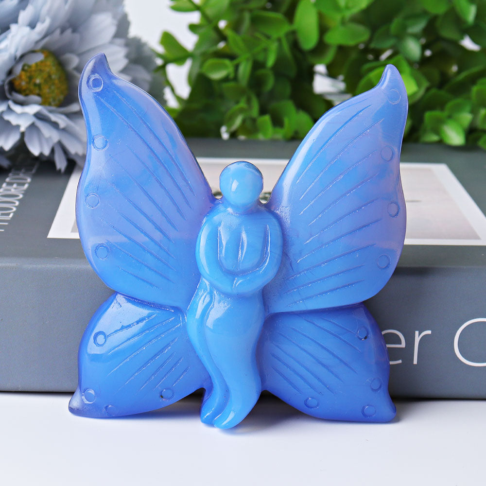4-Inch Blue Opalite Fairy Crystal Figurine Carving