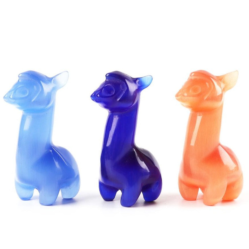 4-inch Carved Cat Eye Crystal Alpaca Figurine