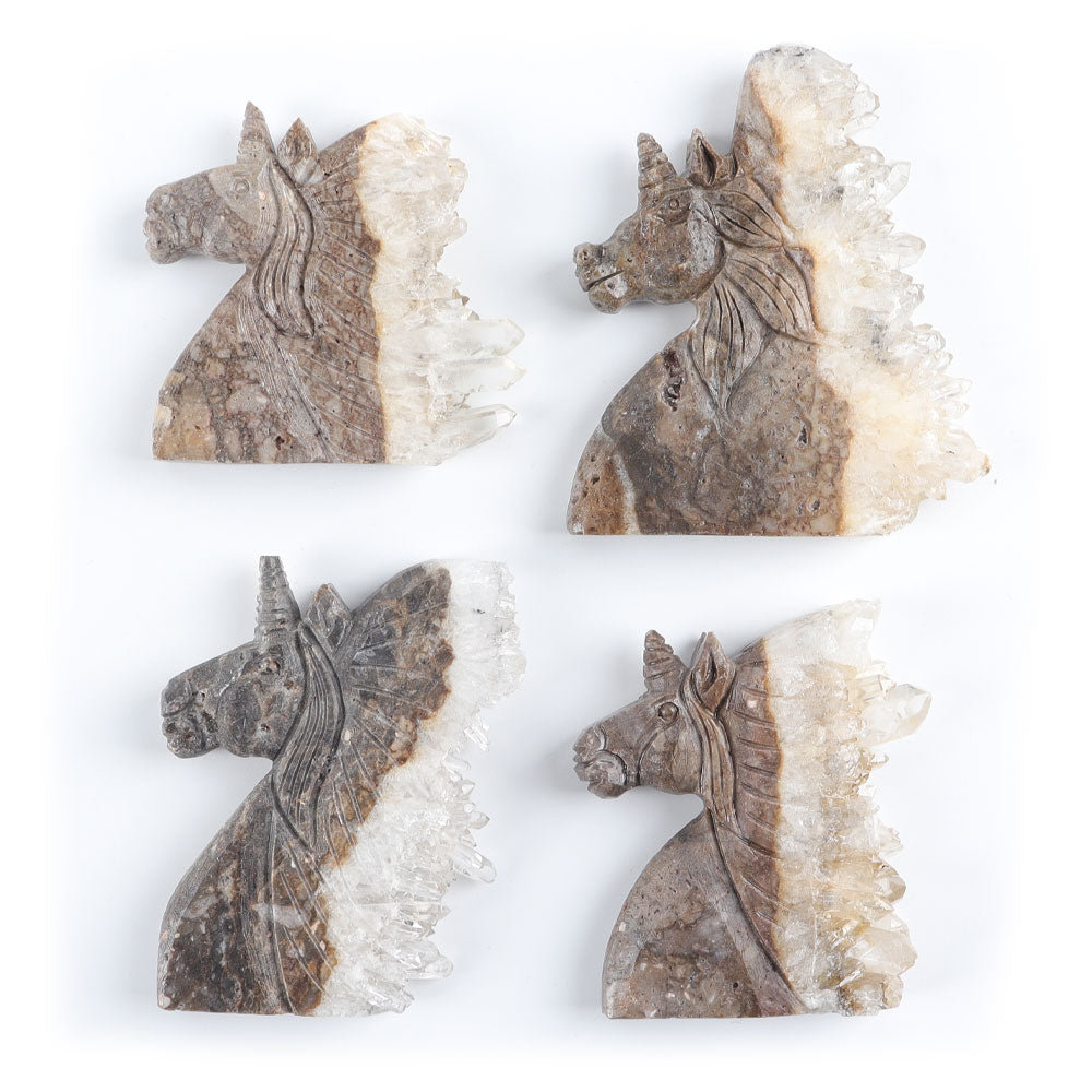 4-inch Carved Crystal Cluster Unicorn Figurine