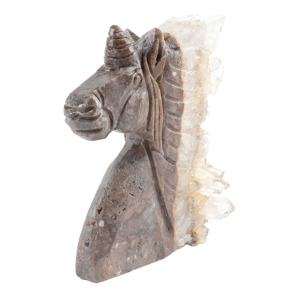 4-inch Carved Crystal Cluster Unicorn Figurine