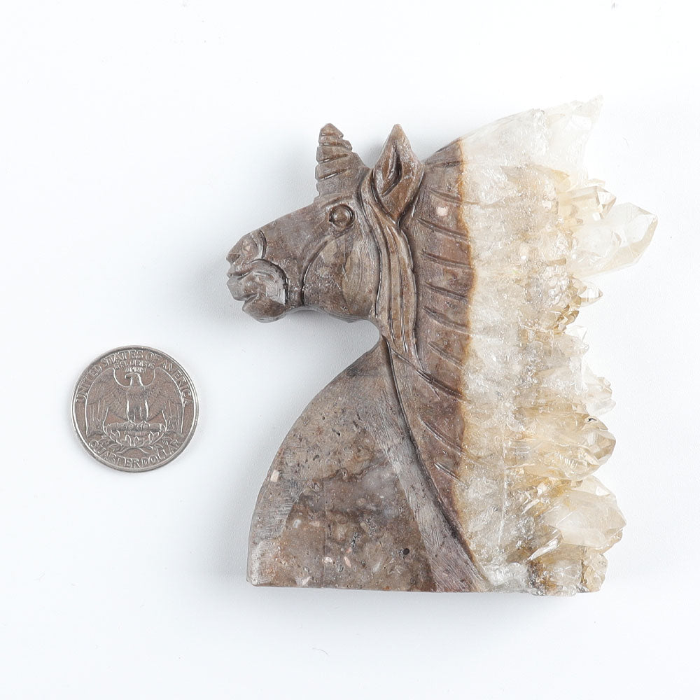 4-inch Carved Crystal Cluster Unicorn Figurine