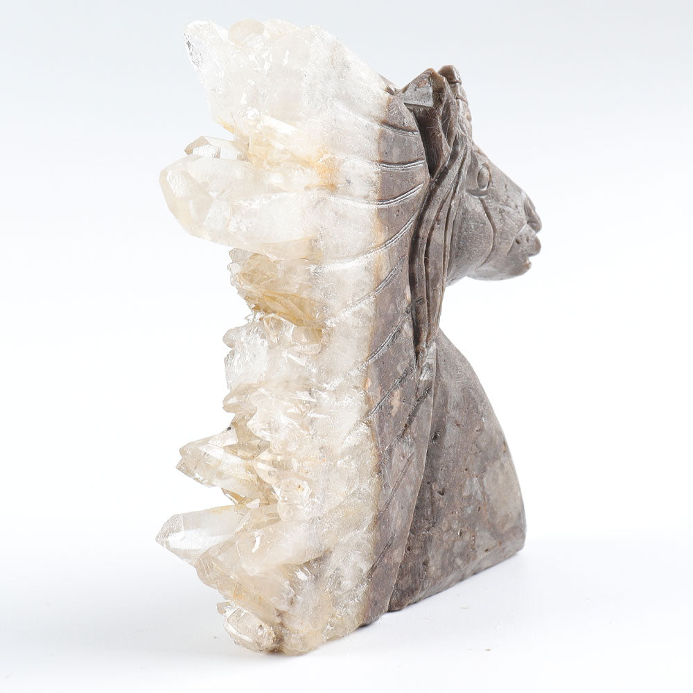 4-inch Carved Crystal Cluster Unicorn Figurine