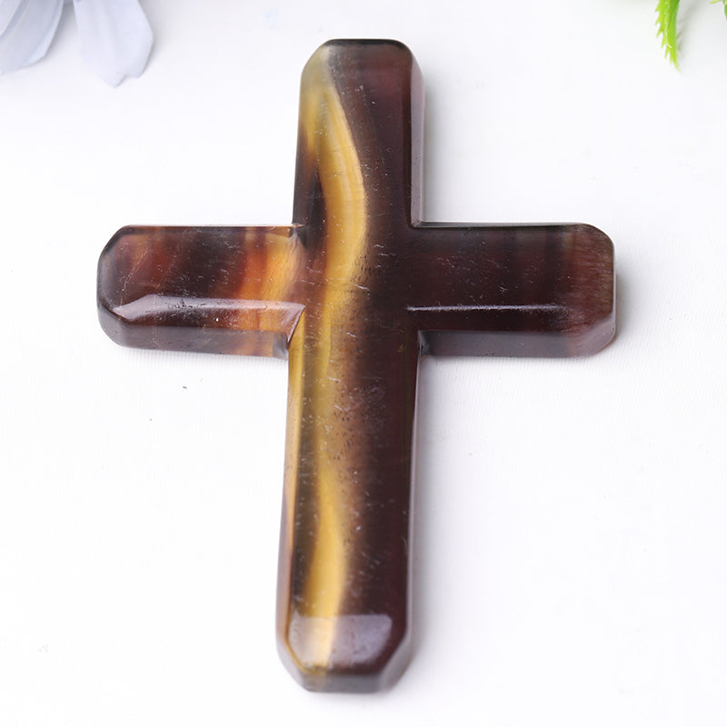 4-Inch Fluorite Cross Crystal Figurine Carving