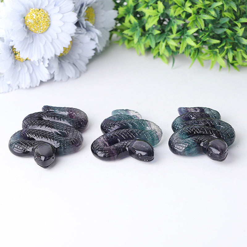 4-Inch Fluorite Snake Crystal Carving Figurine