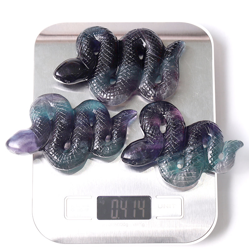 4-Inch Fluorite Snake Crystal Carving Figurine