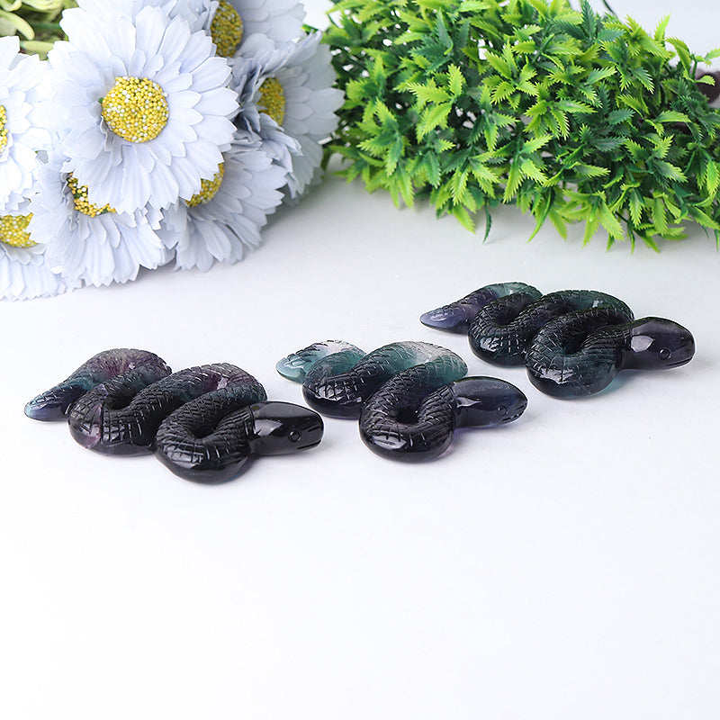 4-Inch Fluorite Snake Crystal Carving Figurine
