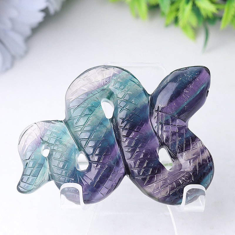 4-Inch Fluorite Snake Crystal Carving Figurine