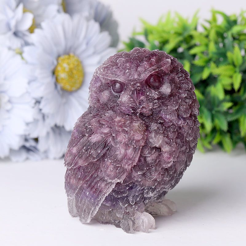 4 Inch Hand Carved Crystal Owl Figurine