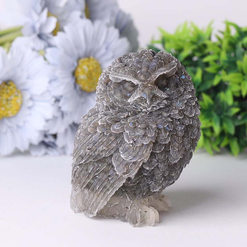 4 Inch Hand Carved Crystal Owl Figurine