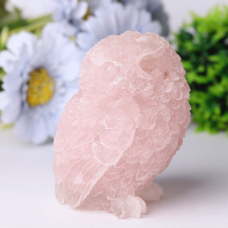 4 Inch Hand Carved Crystal Owl Figurine