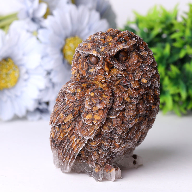 4 Inch Hand Carved Crystal Owl Figurine