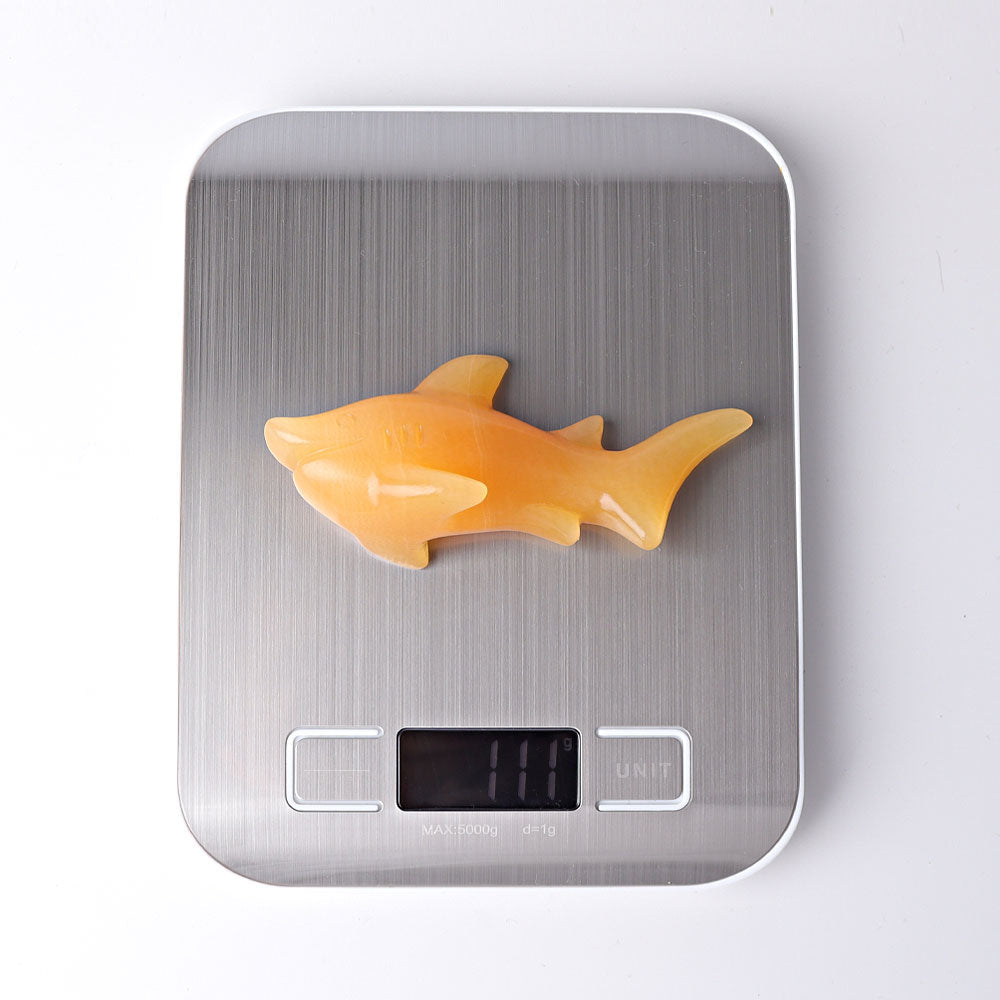 4 Inch Honey Calcite Shark Crystal Carving for Healing