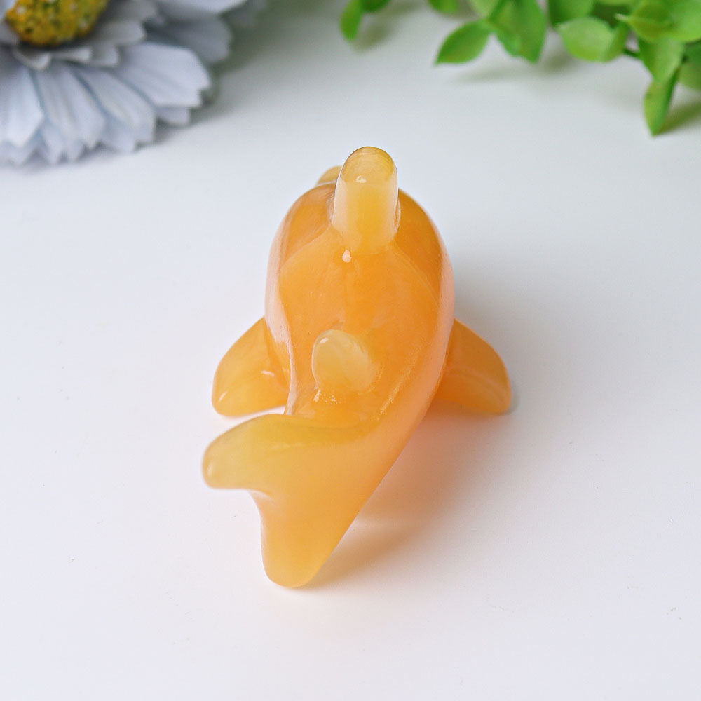 4 Inch Honey Calcite Shark Crystal Carving for Healing
