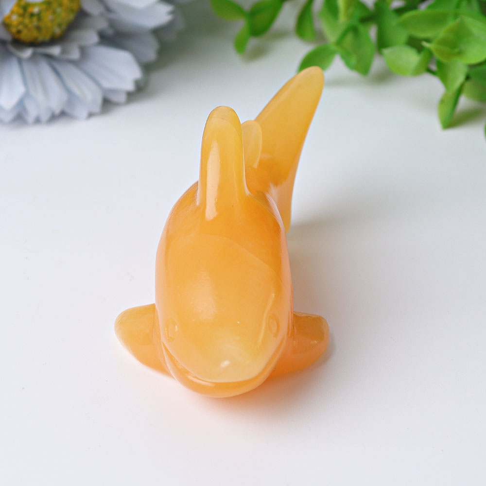 4 Inch Honey Calcite Shark Crystal Carving for Healing