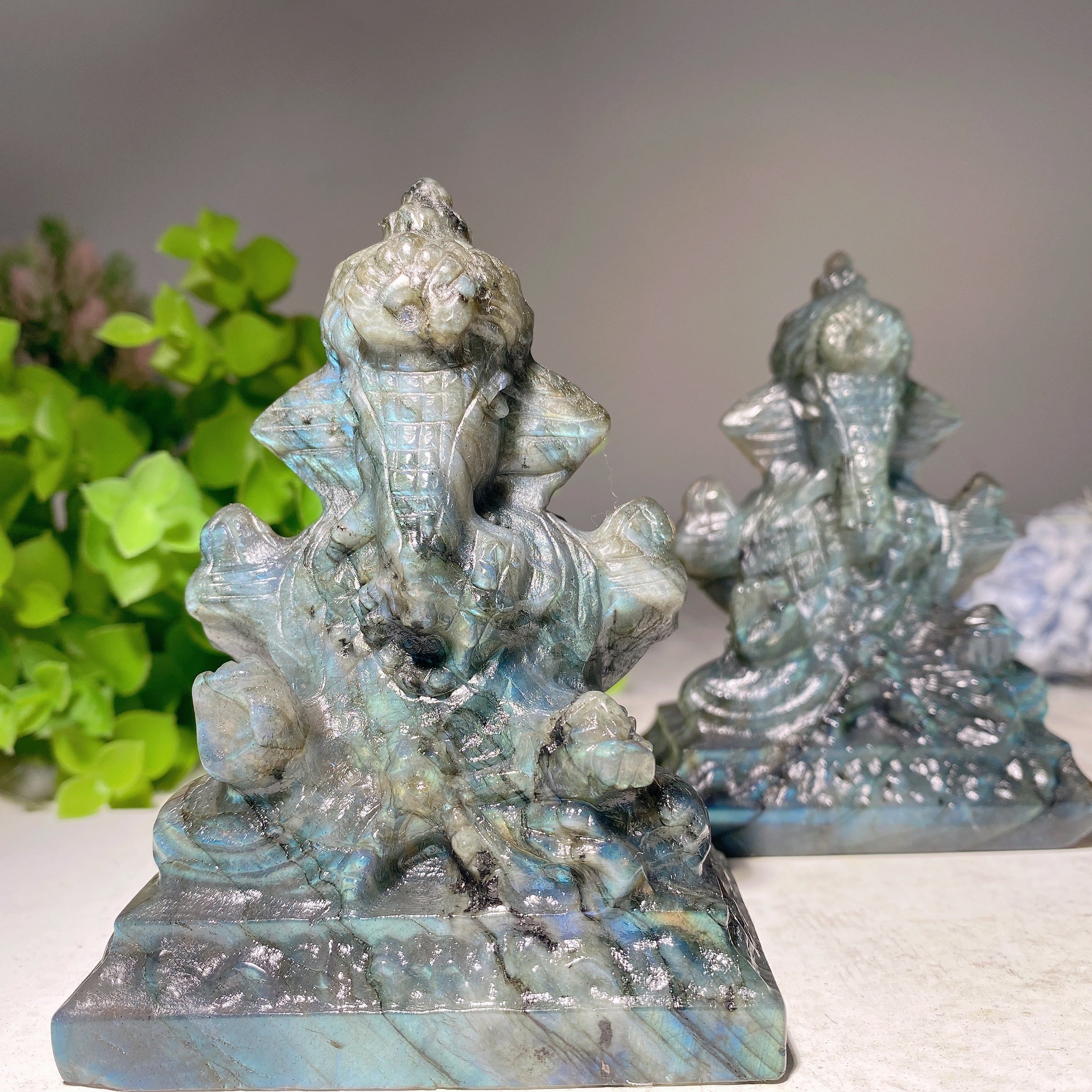 4-inch Labradorite Ganesh Statue for Spiritual Healing