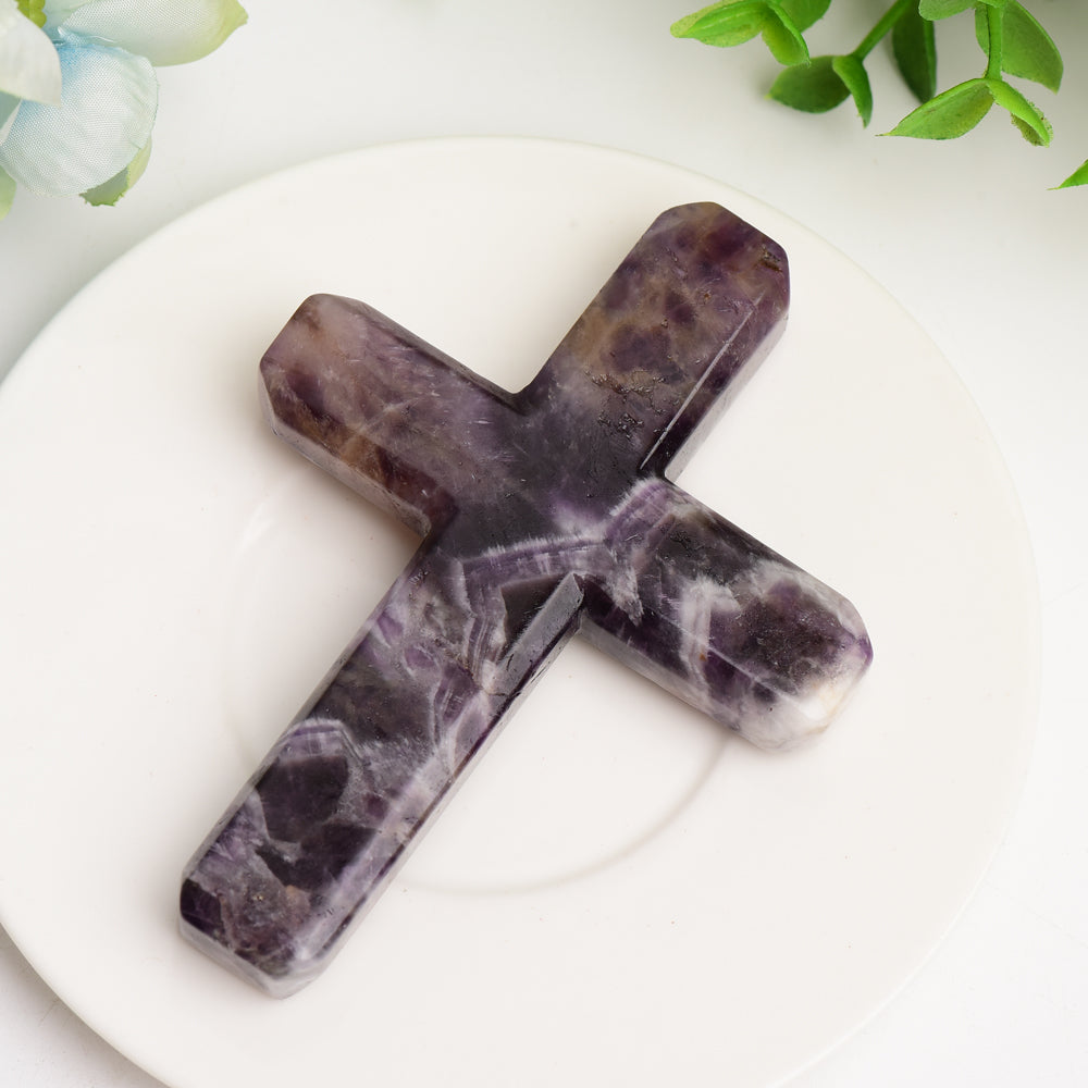 4 Inch Mixed Crystal Cross Carving Figurine Healing Energy