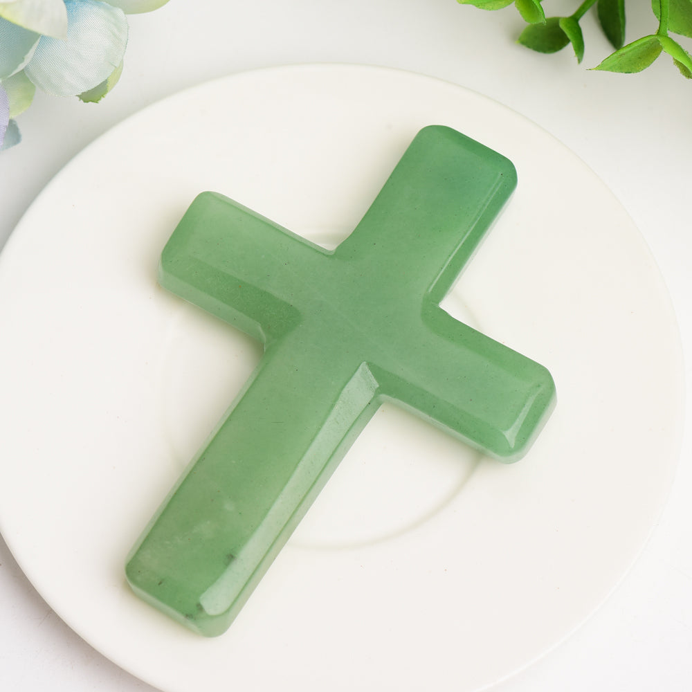 4 Inch Mixed Crystal Cross Carving Figurine Healing Energy