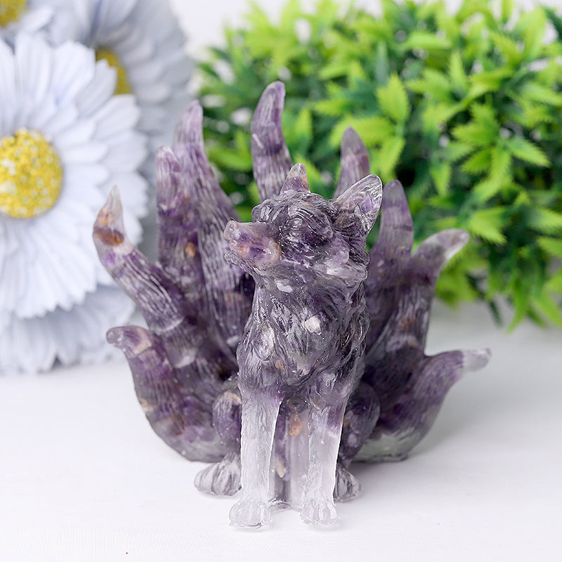 4 Inch Nine Tails Fox Crystal Figurine Carving