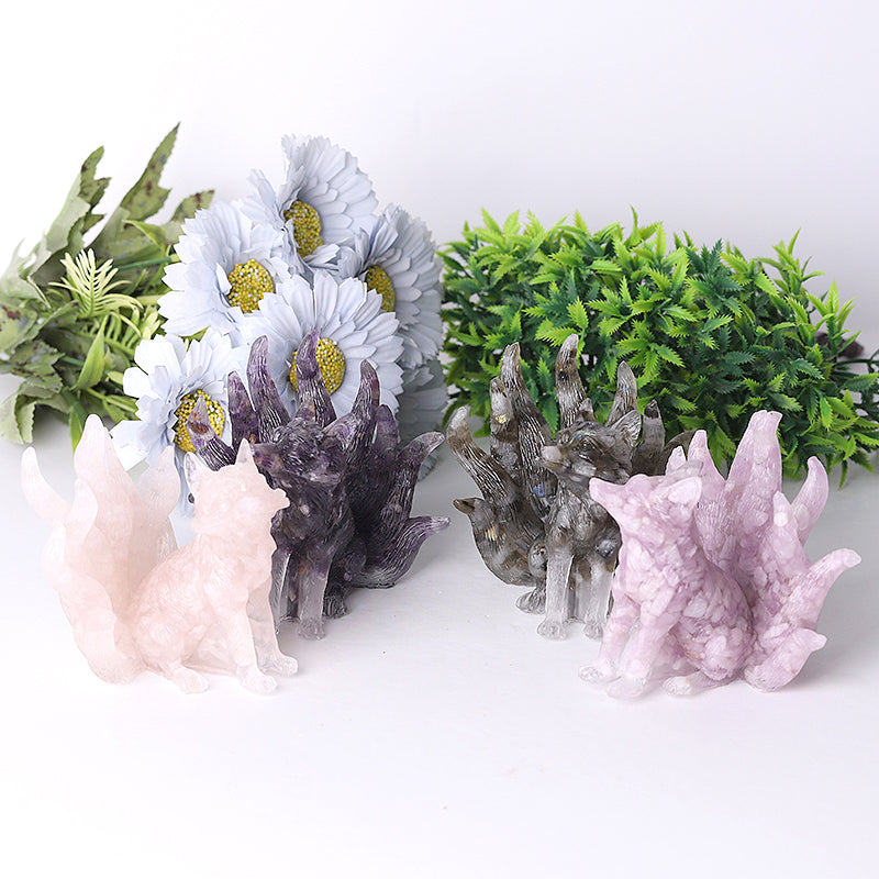 4 Inch Nine Tails Fox Crystal Figurine Carving