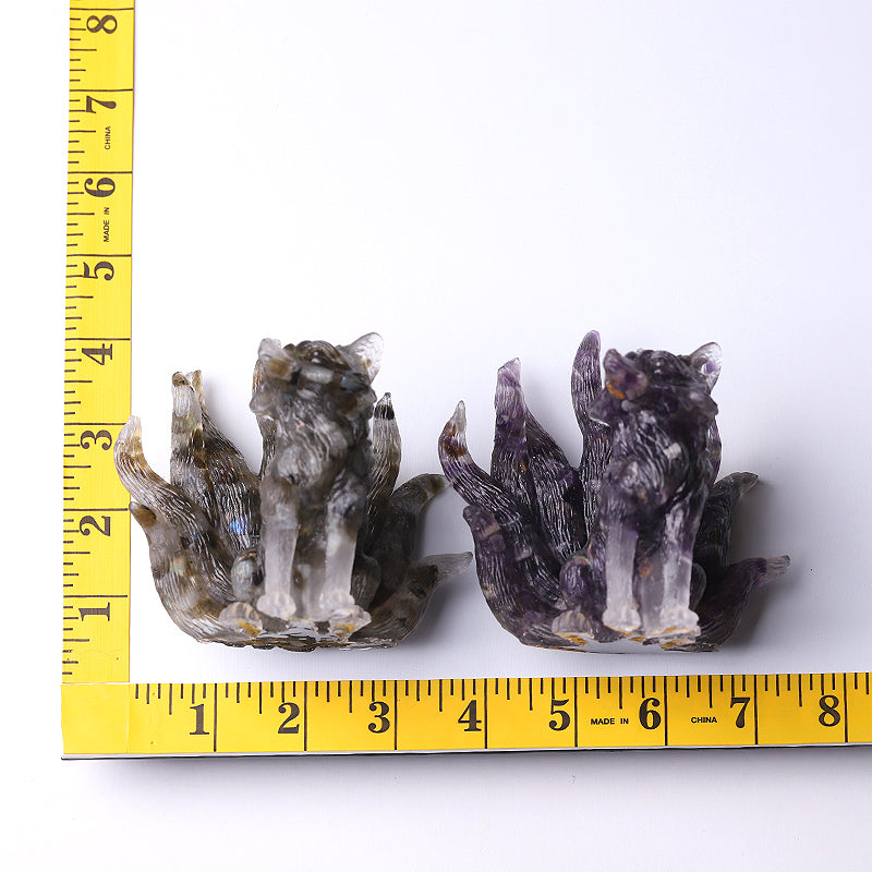 4 Inch Nine Tails Fox Crystal Figurine Carving