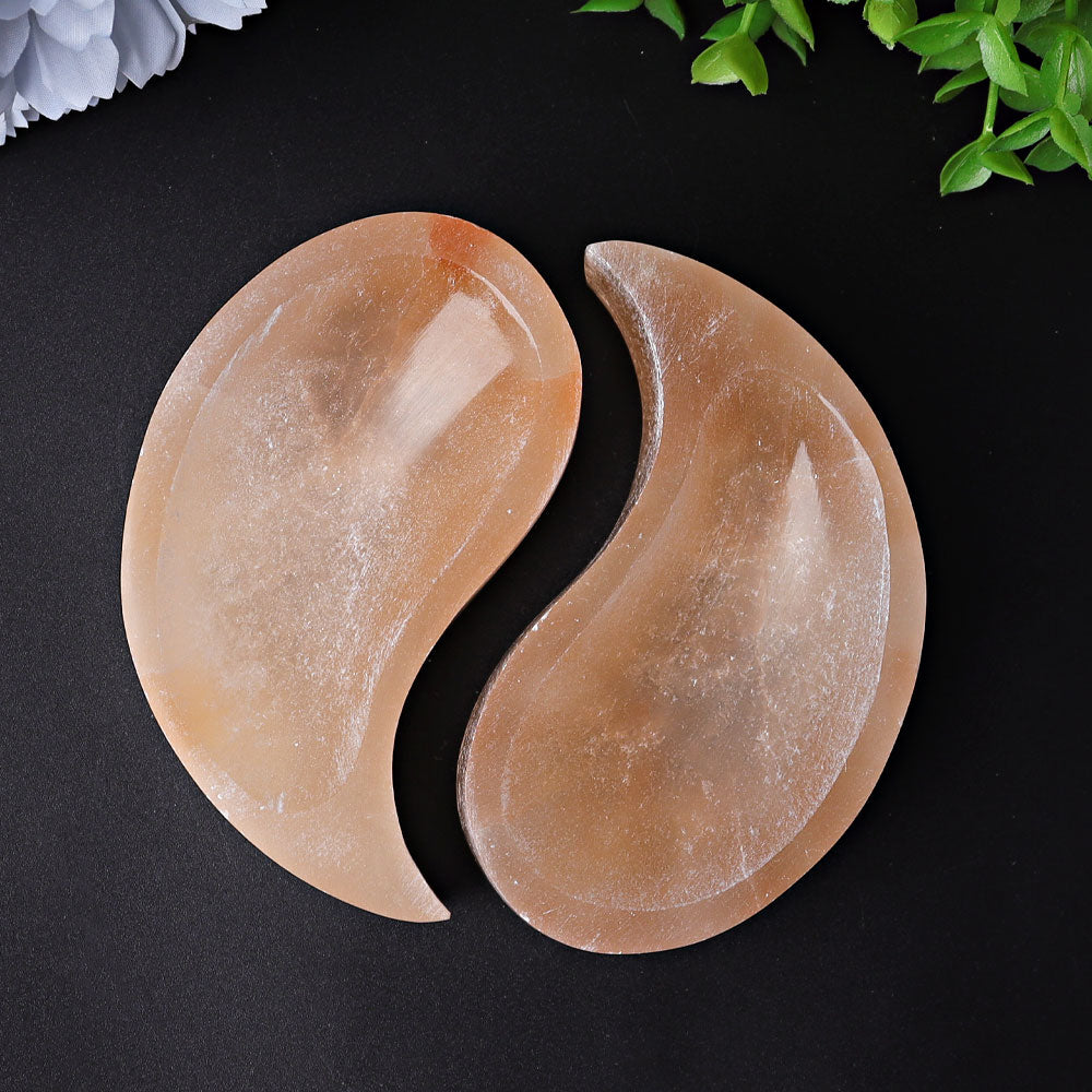 4-Inch Peach Selenite Crystal Bowl for Home Decor