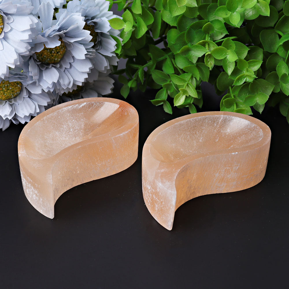 4-Inch Peach Selenite Crystal Bowl for Home Decor