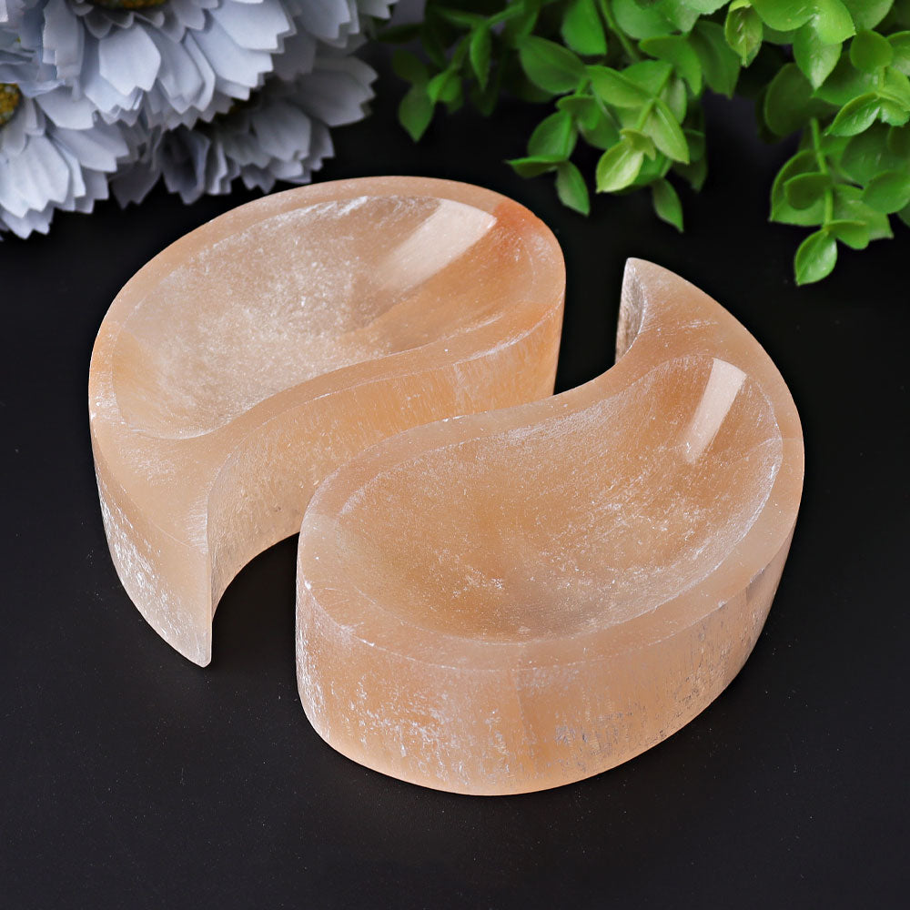 4-Inch Peach Selenite Crystal Bowl for Home Decor