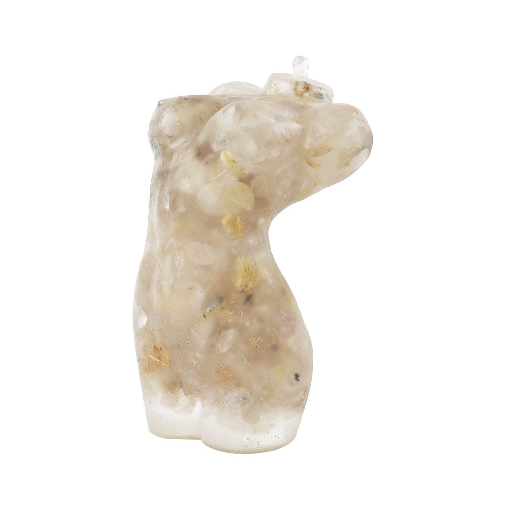 4 Inch Rutilated Crystal Resin Spiritual Statue Model