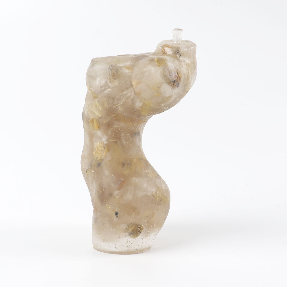 4 Inch Rutilated Crystal Resin Spiritual Statue Model
