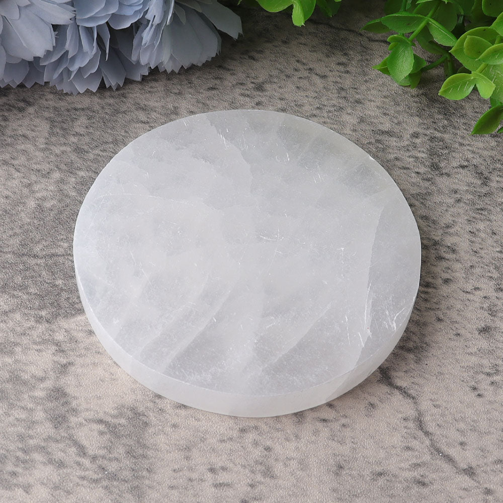 4-Inch Selenite Crystal Coaster for Energy Healing