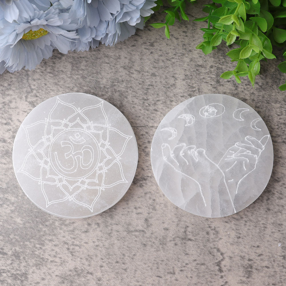 4-Inch Selenite Crystal Coaster for Energy Healing