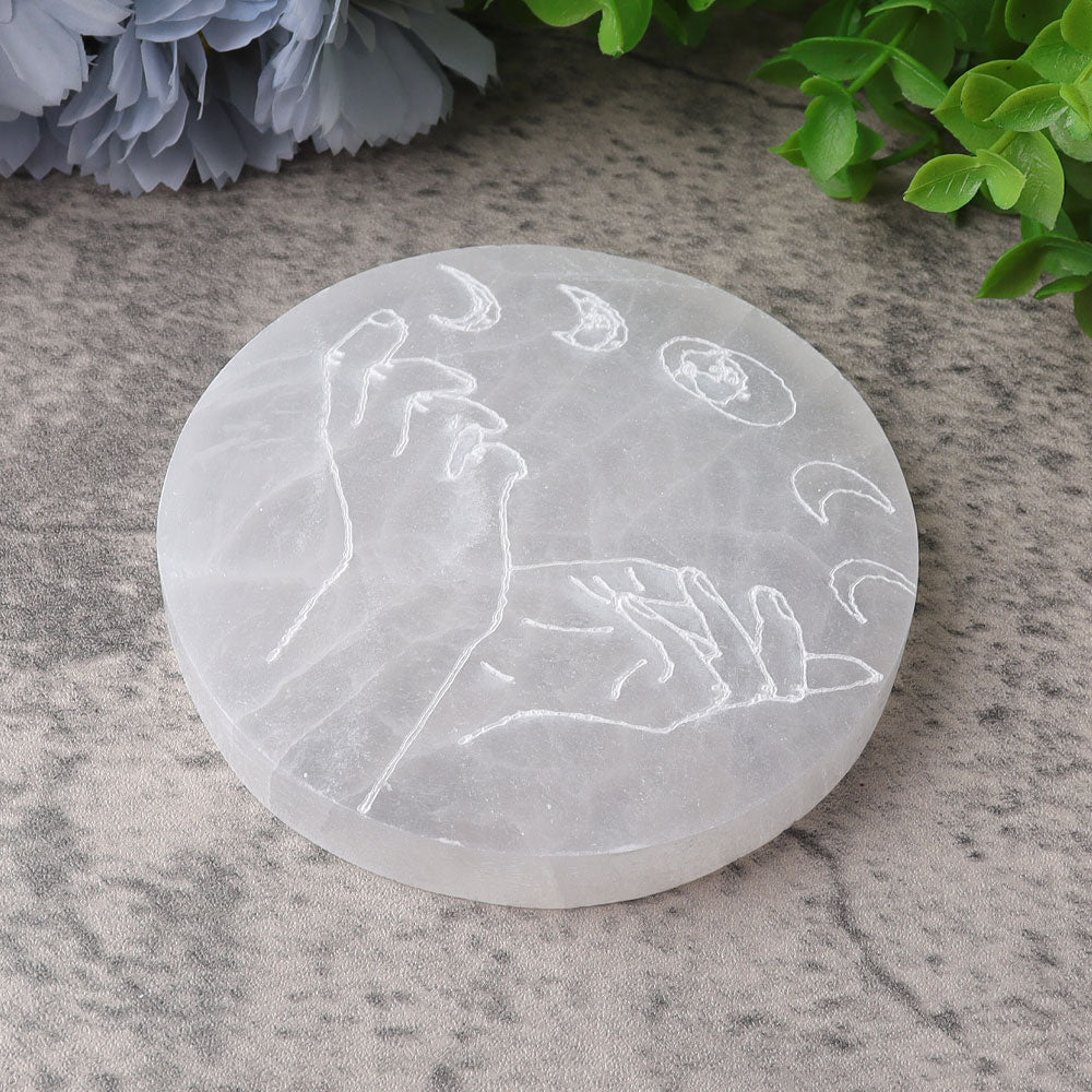 4-Inch Selenite Crystal Coaster for Energy Healing