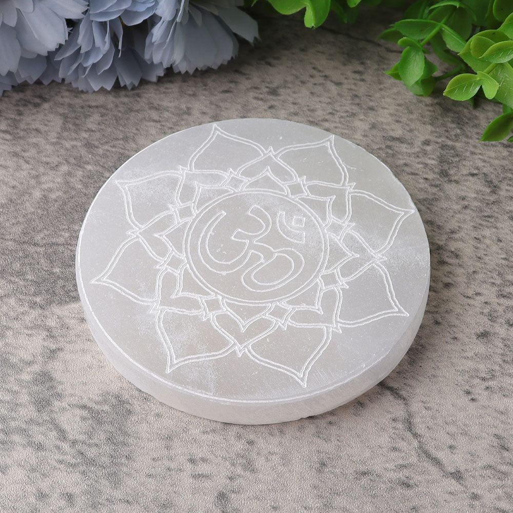 4-Inch Selenite Crystal Coaster for Energy Healing