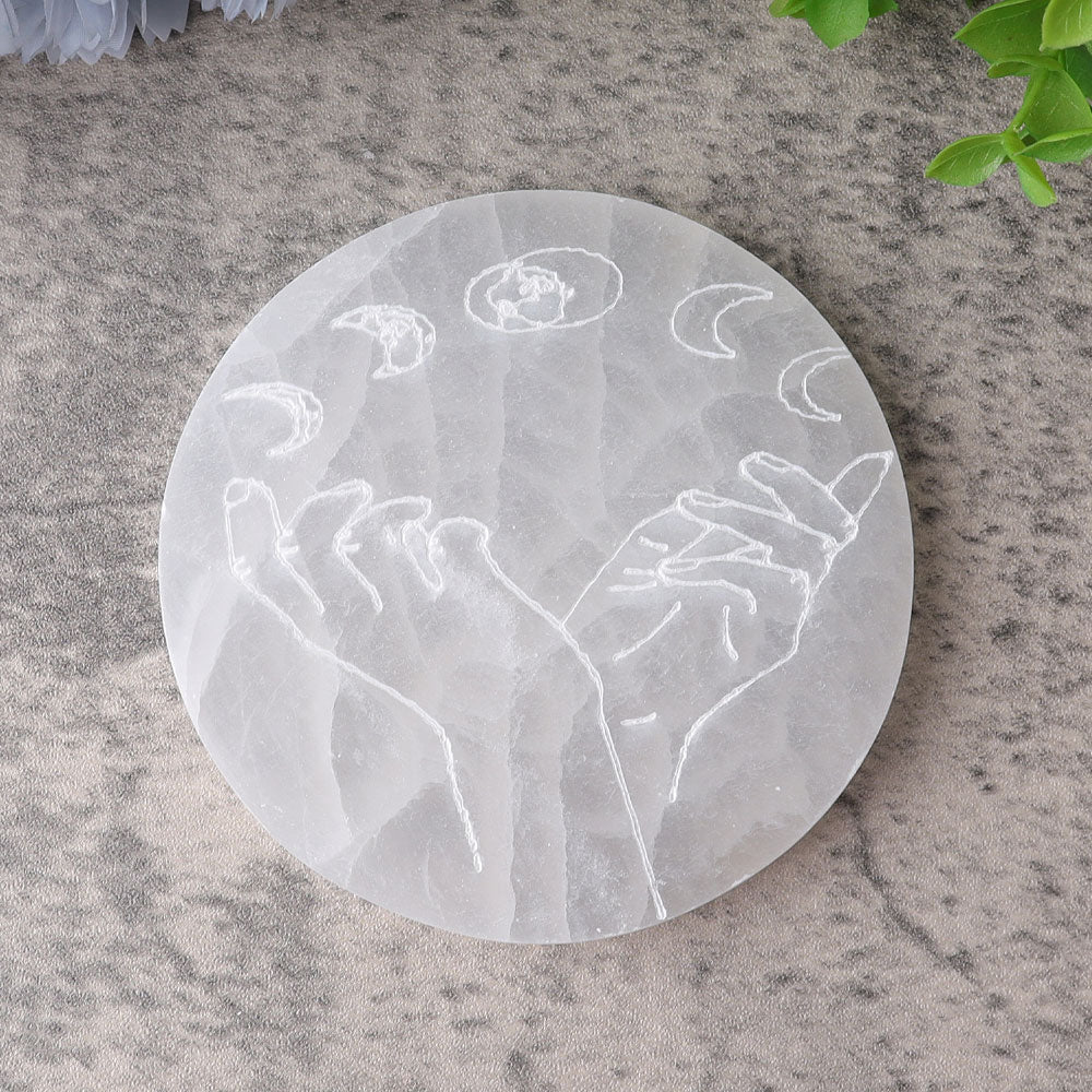 4-Inch Selenite Crystal Coaster for Energy Healing