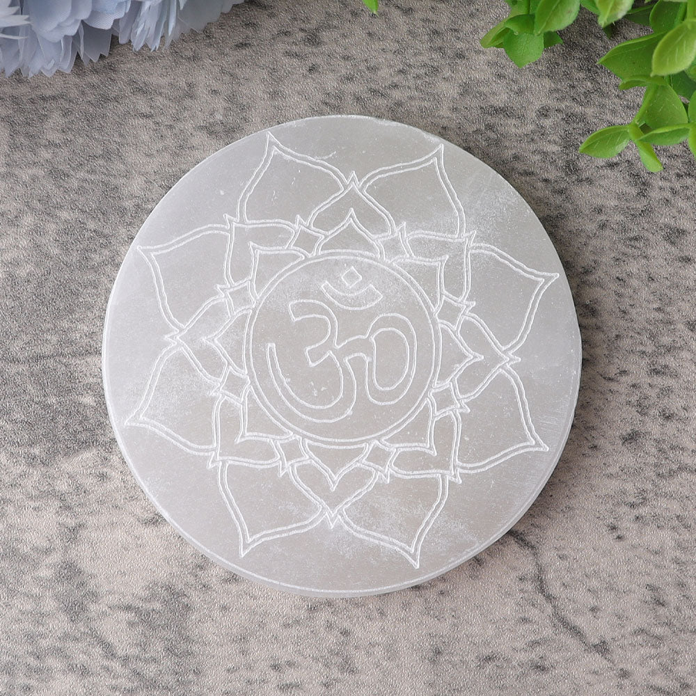 4-Inch Selenite Crystal Coaster for Energy Healing