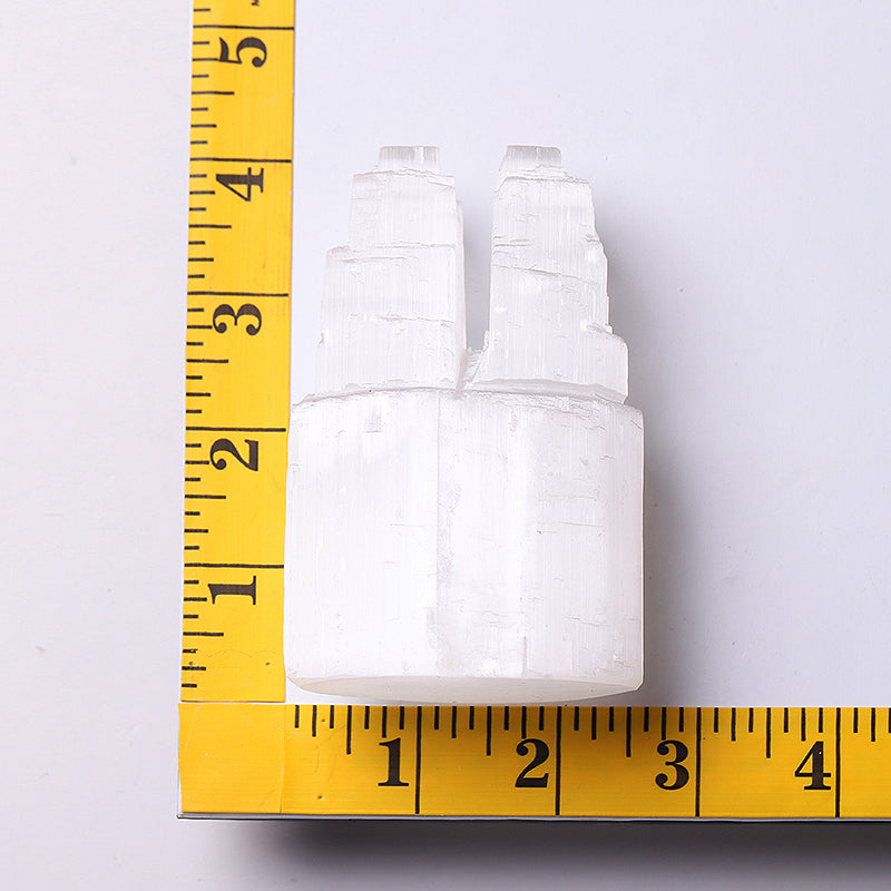 4-inch Selenite Double Twin Crystal Tower for Meditation