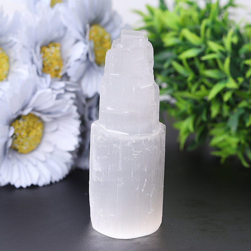 4-inch Selenite Double Twin Crystal Tower for Meditation