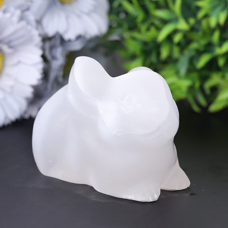 4 inch Selenite Rabbit Crystal Carving for Meditation