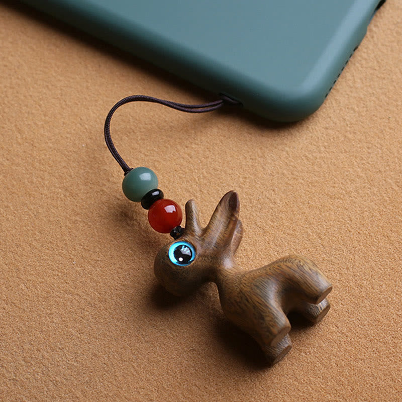 Sandalwood Wood 35mm Mini Deer Protection Key Chain