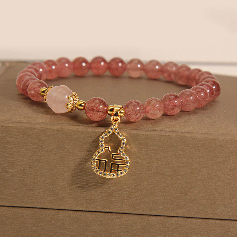 Strawberry Quartz Positive Energy Bracelet with Fu Charm