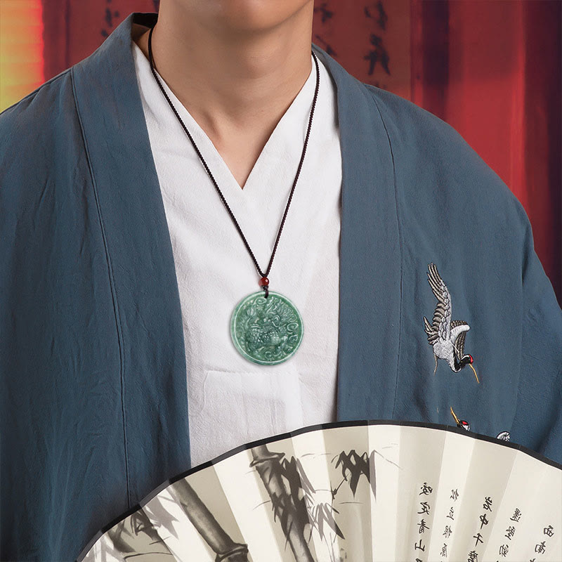 Natural Jade Kirin Abundance Necklace | Prosperity & Luck