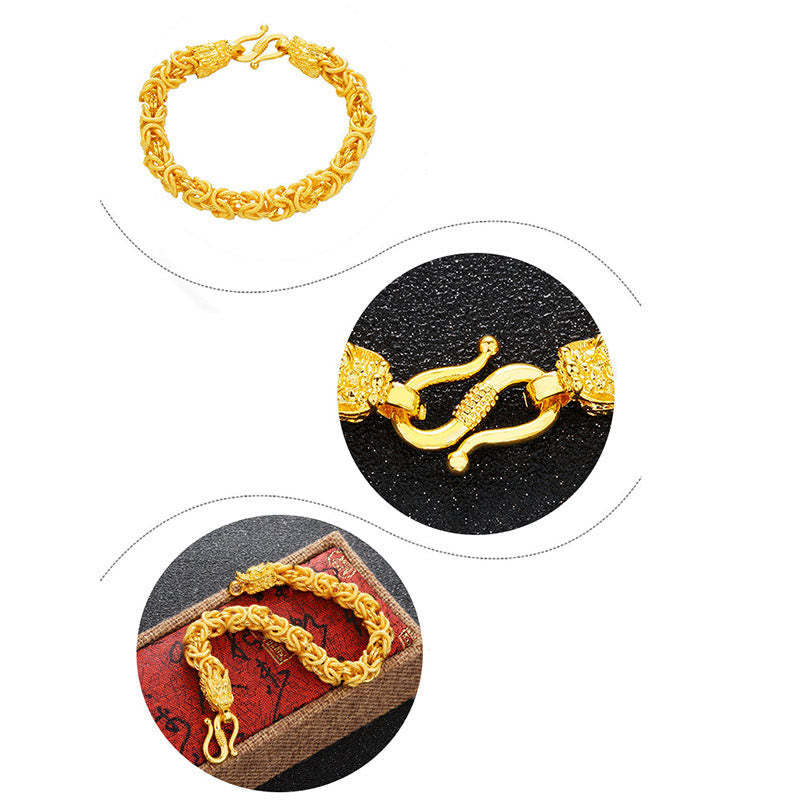 Premium 24k Gold Plated Double Headed Dragon Protection Bracelet